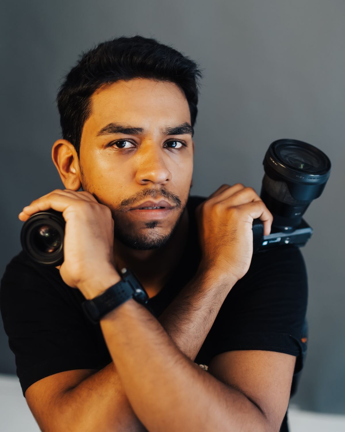 Photographer holding a camera